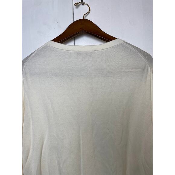 Loft Modern Crewneck Ivory Cardigan Womens Large Button Down Sweater Cream - Picture 9 of 12